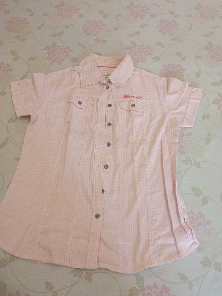 Pink Checked Button-Down Shirt