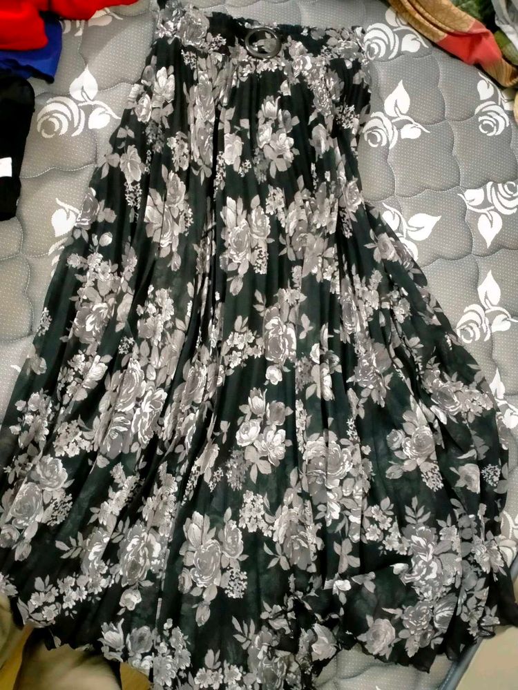 Floral Print georgette y2k vintage skirt