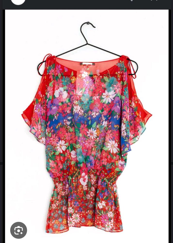 Vibrant Floral Print Off-Shoulder Top