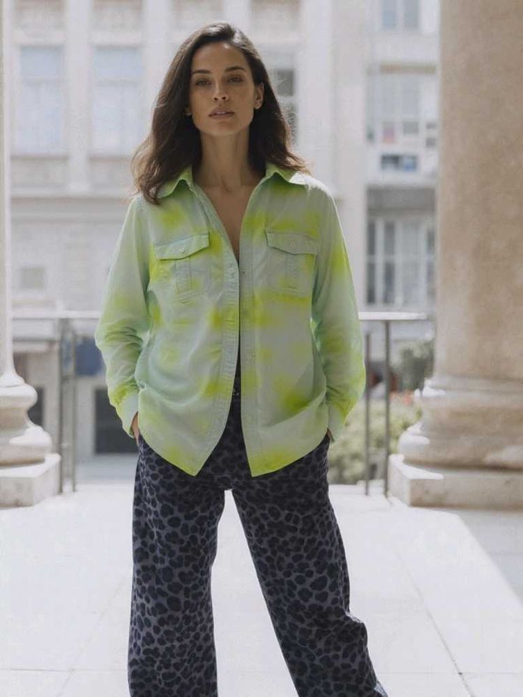 Lime Green Tie-Dye Button-Up