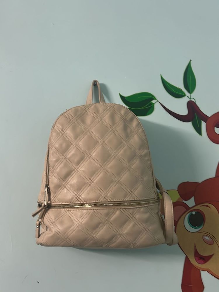 Max Brand Quilted Beige Backpack