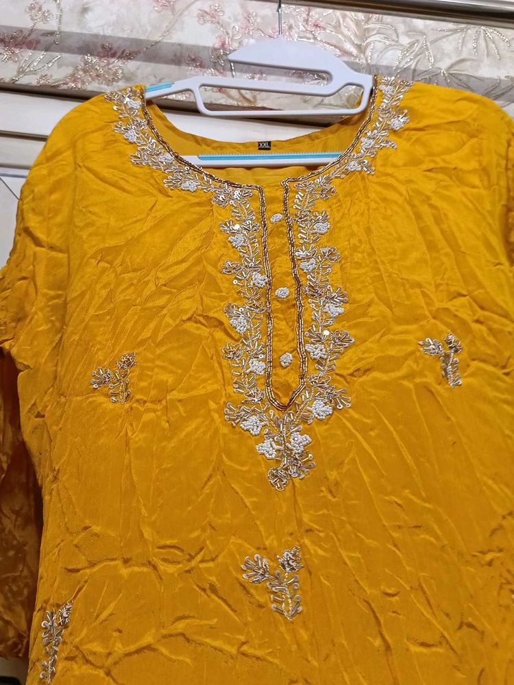 Mustard Embroidered Kurta for Haldi Ceremony