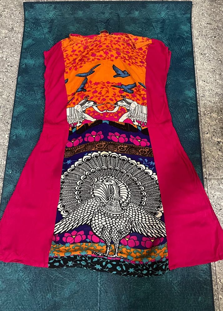 Vibrant Peacock Print dress