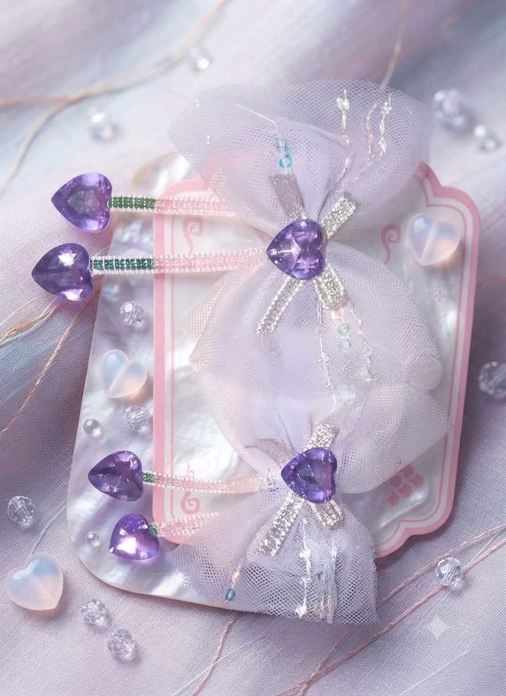 Heart-Shaped Gemstone Hair Clips