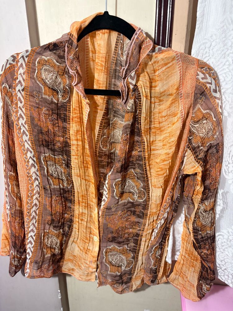 Bohemian Print Button-Down Blouse