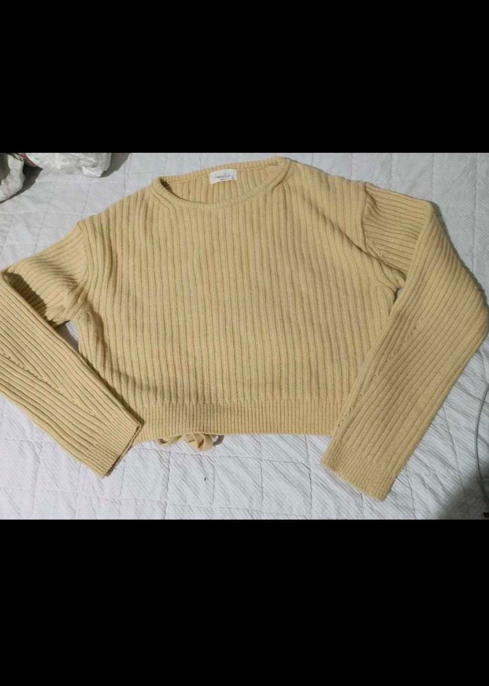 Yellow Knit Sweater with tie back