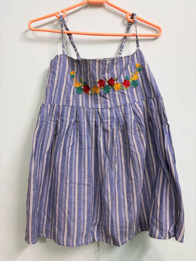 Striped Embroidered Summer Dress