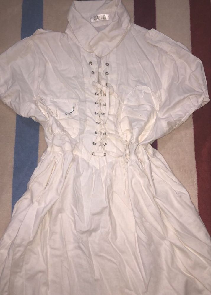 White Lace-Up babydoll Dress
