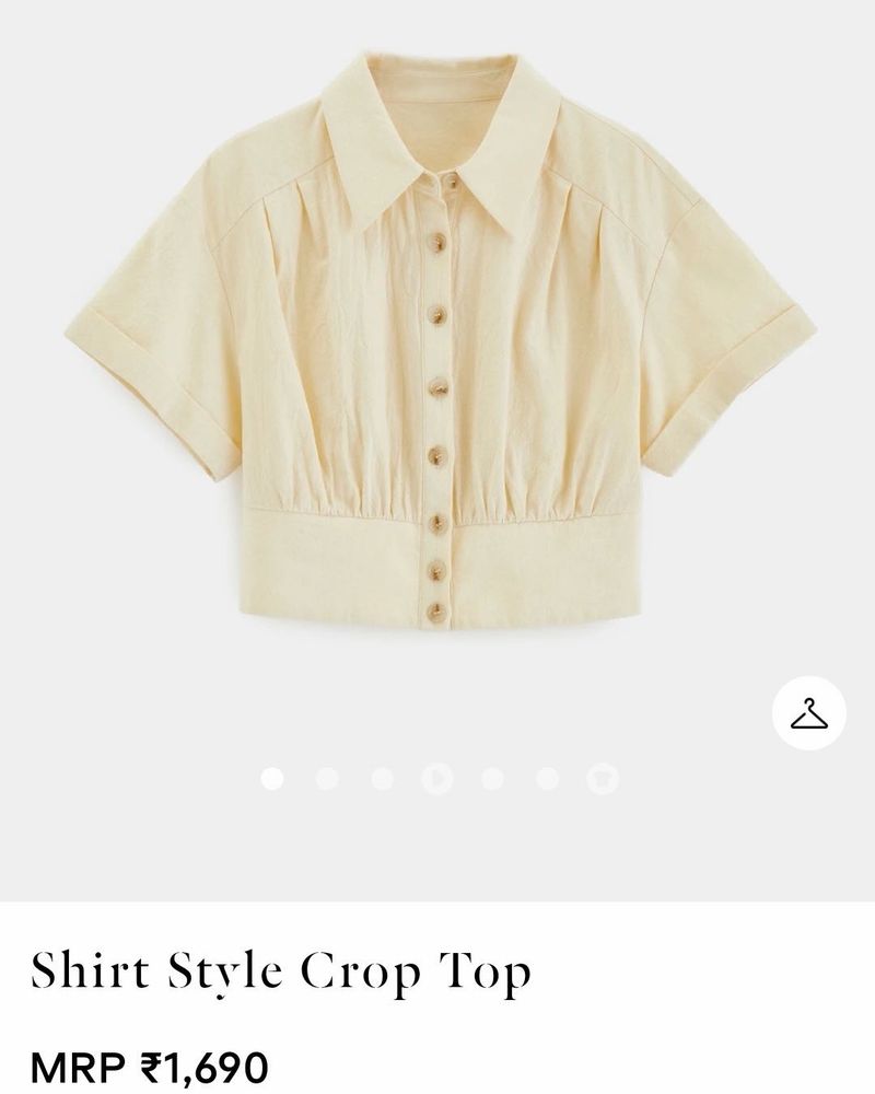 Urbanic Cream Shirt Style Crop Top