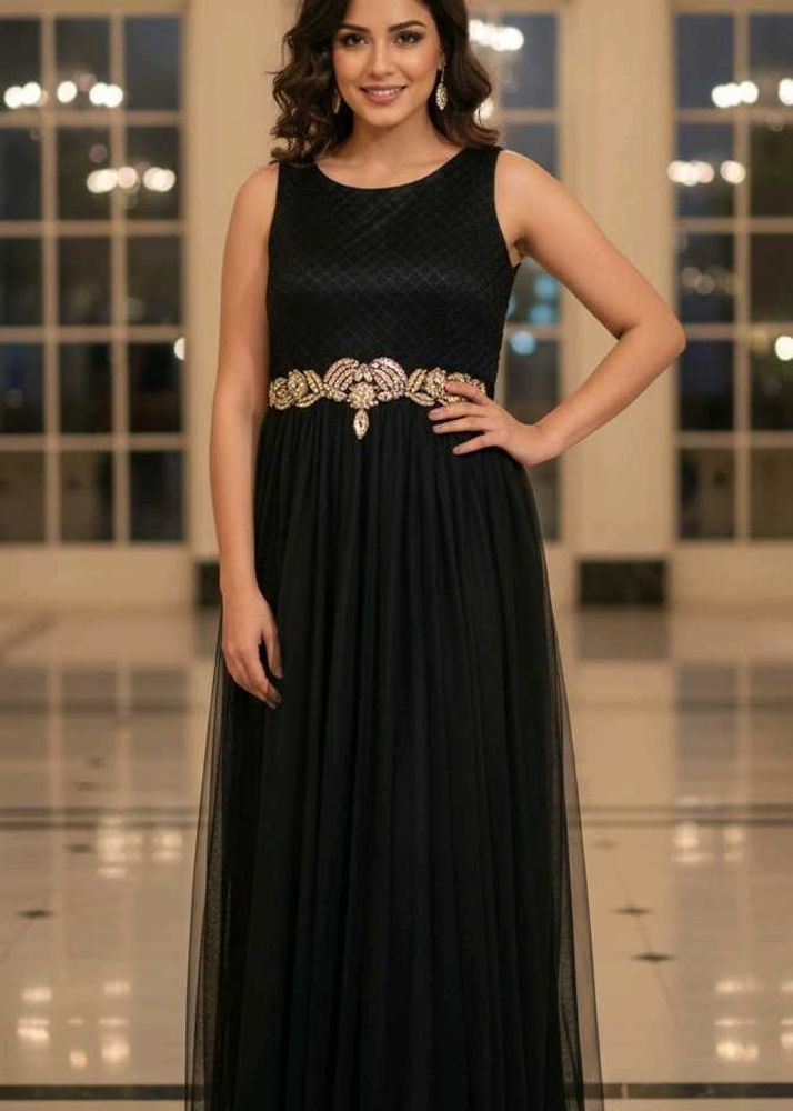 Elegant Black Party Gown 'M' SIZE