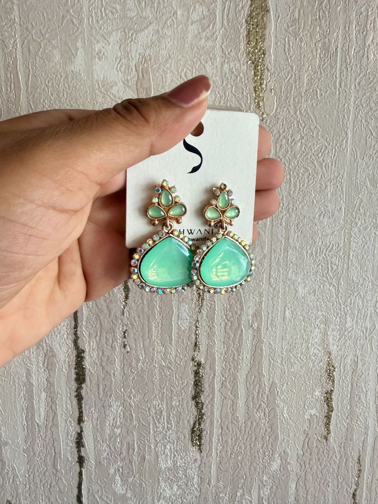 Sparkling Mint Green Stone Earrings