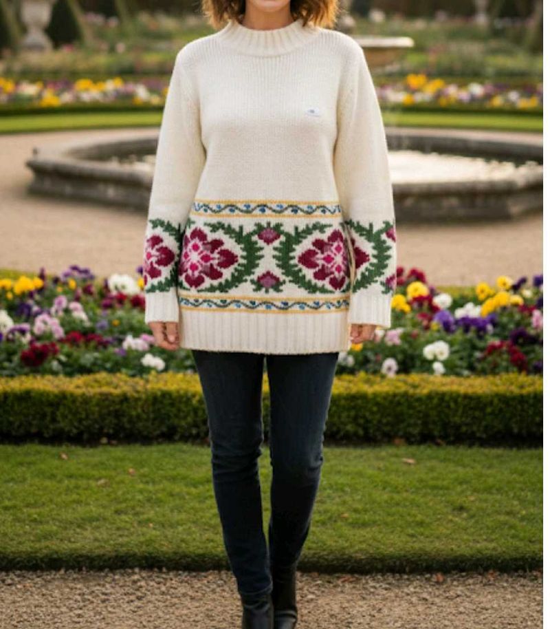 Floral Embroidered Knit Sweater