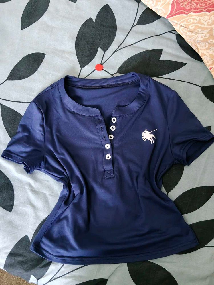 Navy Blue Polo T-Shirt with Horse Logo