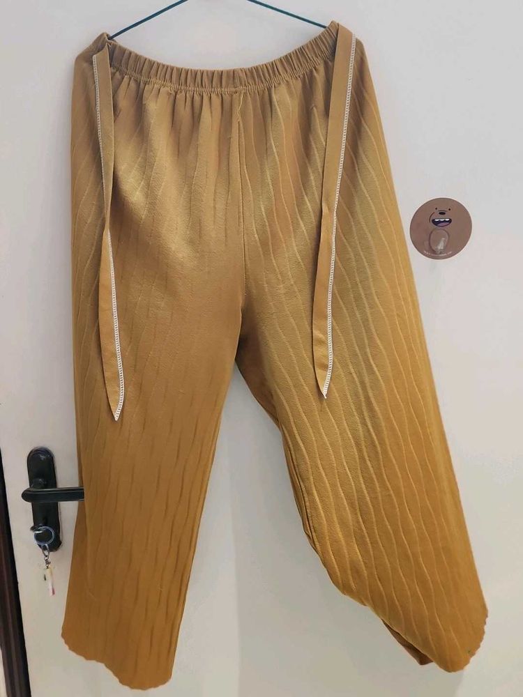 Pleated Palazzo Pants - Mustard