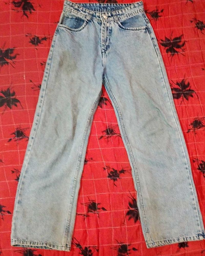 Light Grey Wide Leg Jeans
