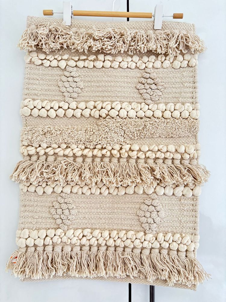 Boho Fringed and knotted long mat