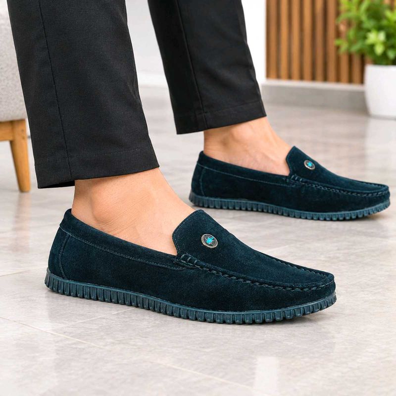 Men's Teal Suede Loafers