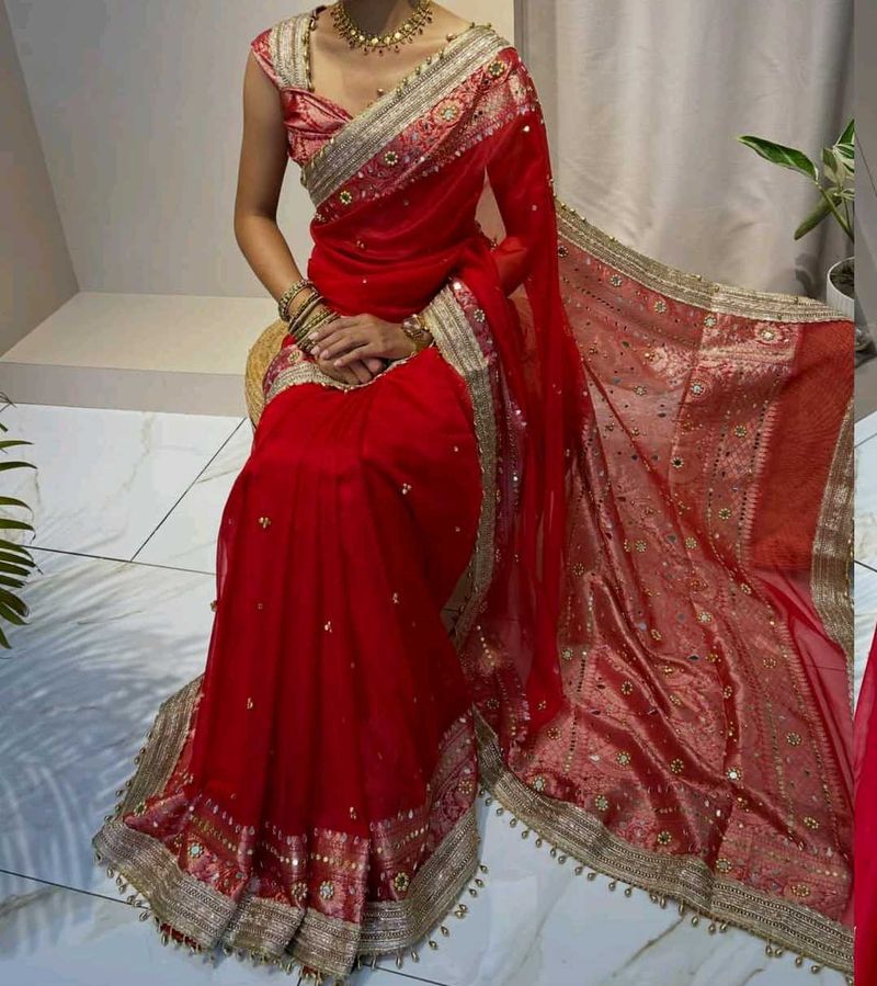 prettiest royal red saree ❤️✨