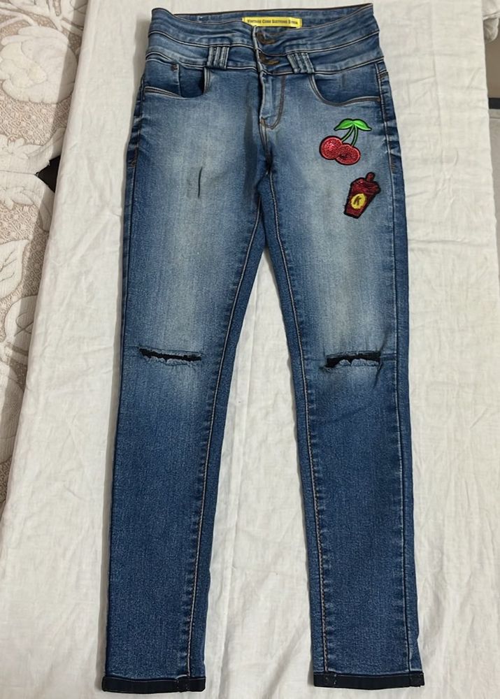 Distressed Jeans with Patches
