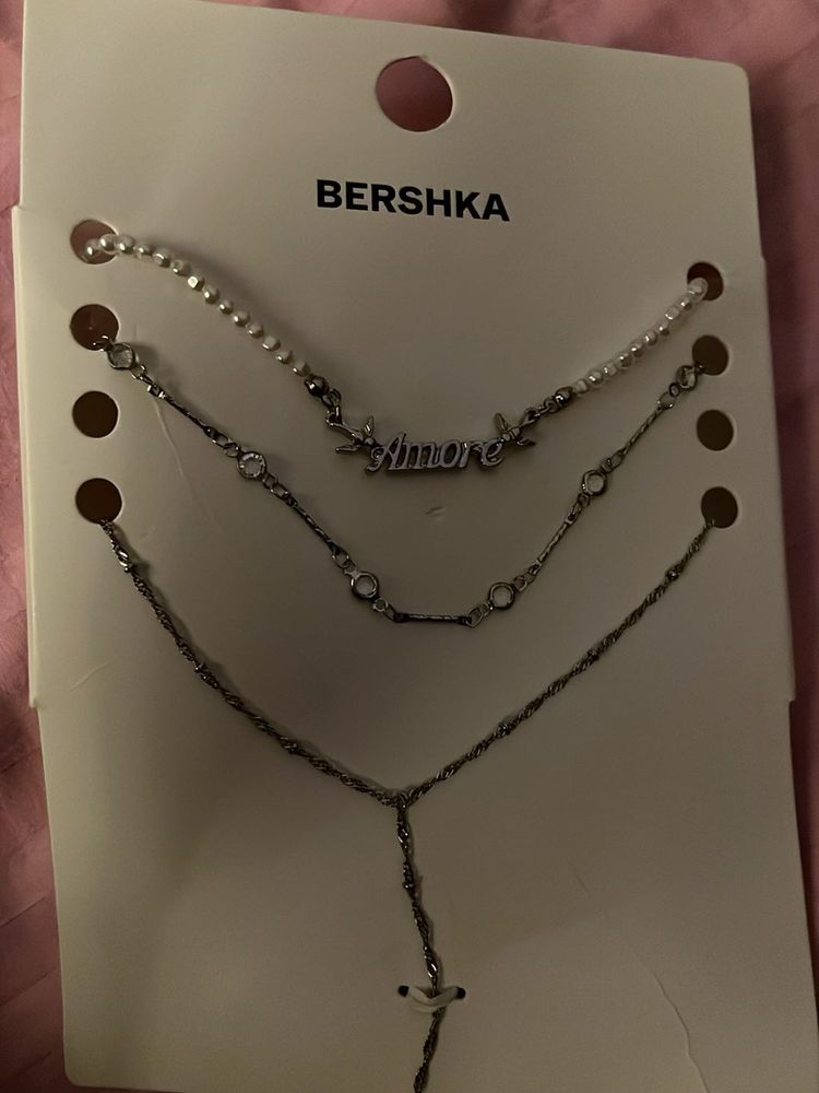 Bershka 3-Layered Necklace Set silver y2k
