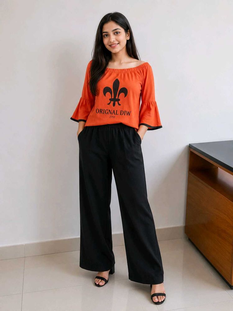 Orange Bell Sleeve Top