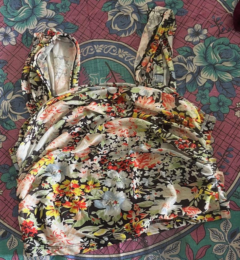 Floral Ruched Crop Top