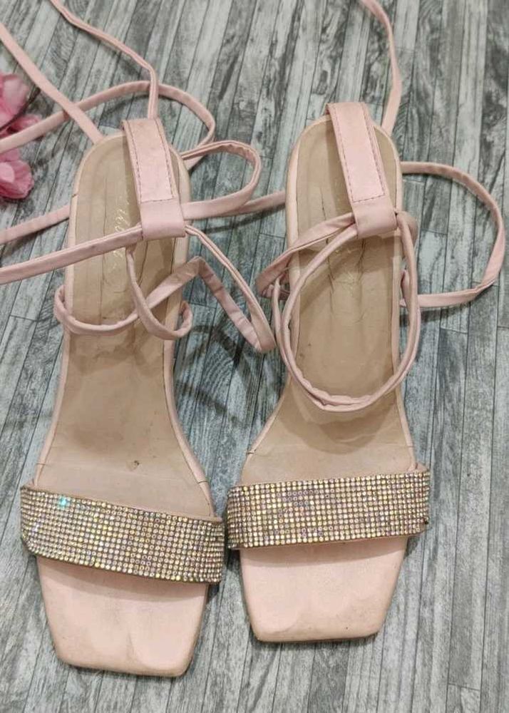 Elegant Pink Rhinestone Heels