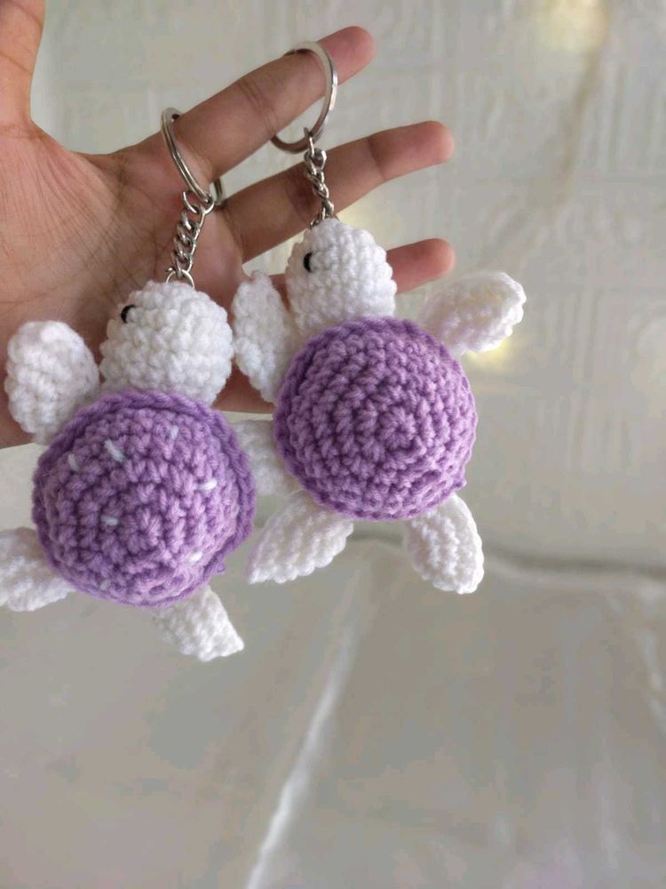 Handmade Crochet Turtle Keychain