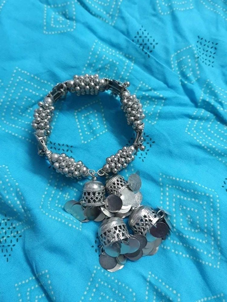 Oxidized Silver Bracelet with Ghungroo