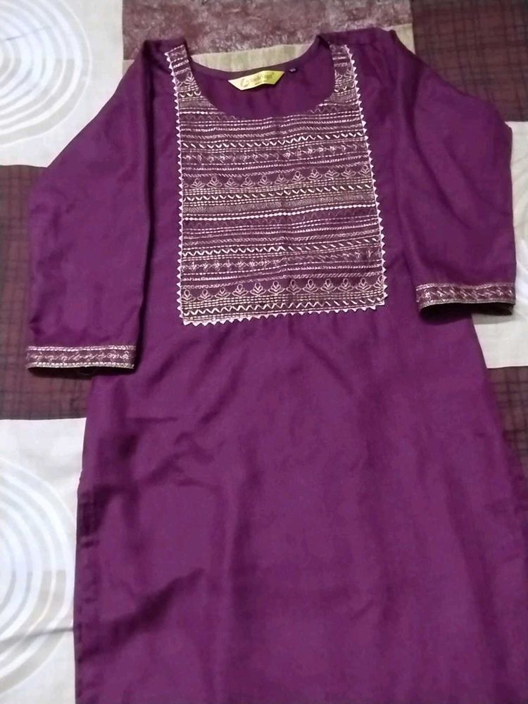 Purple Kurta Set Trousers And Dupatta