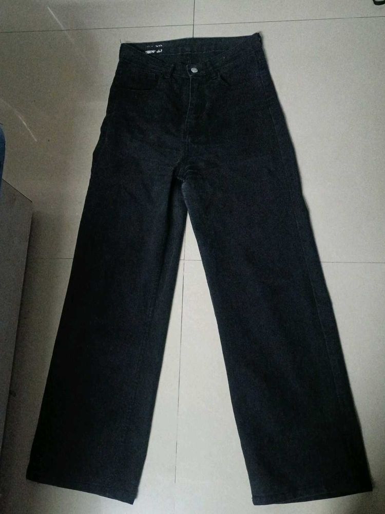 solid black wide leg jeans