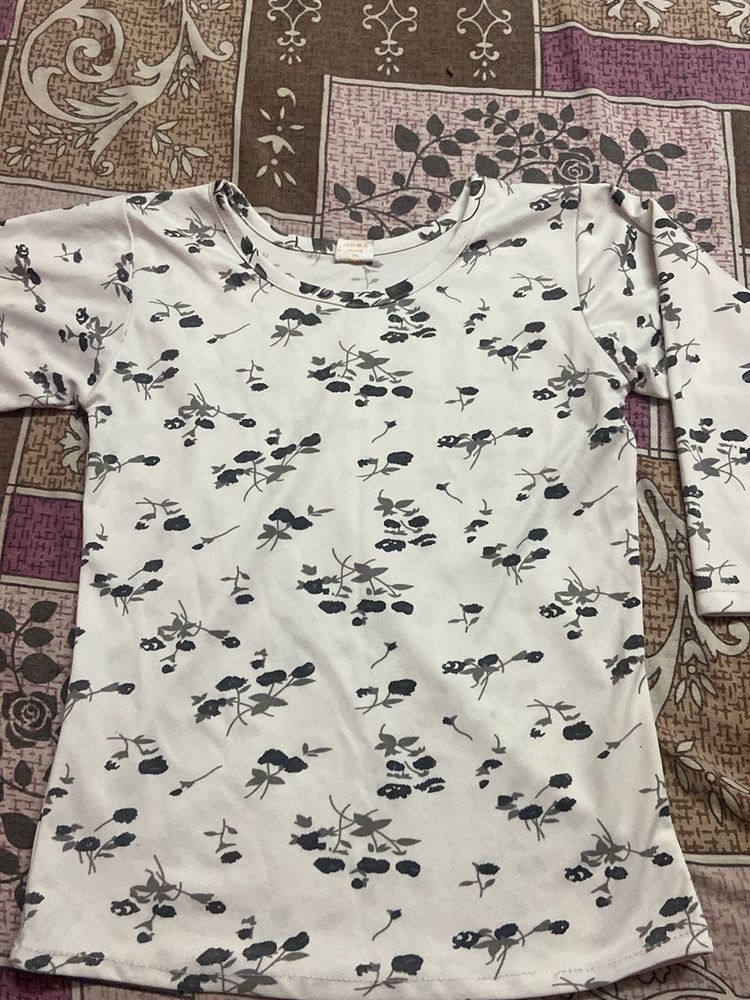 Cute Floral Print Long Sleeve Top