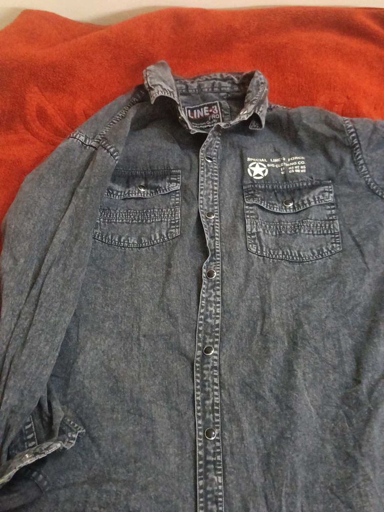 Men's Charcoal Washed Denim Shirt
