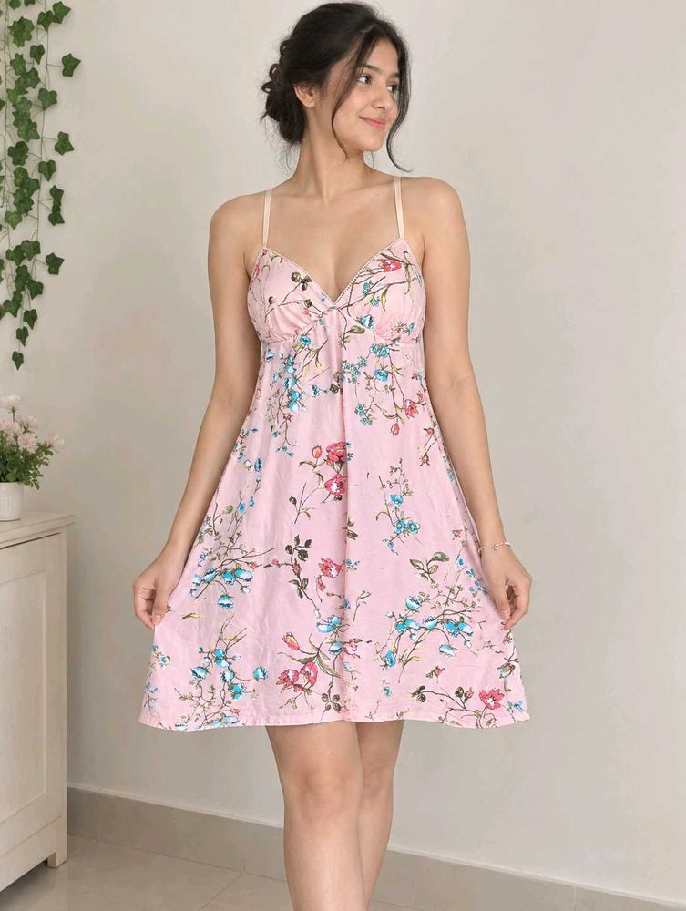 Pink Floral Mini Dress