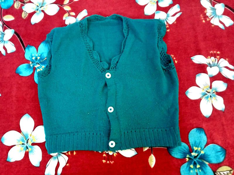 sea green knitted  cardigan for women
