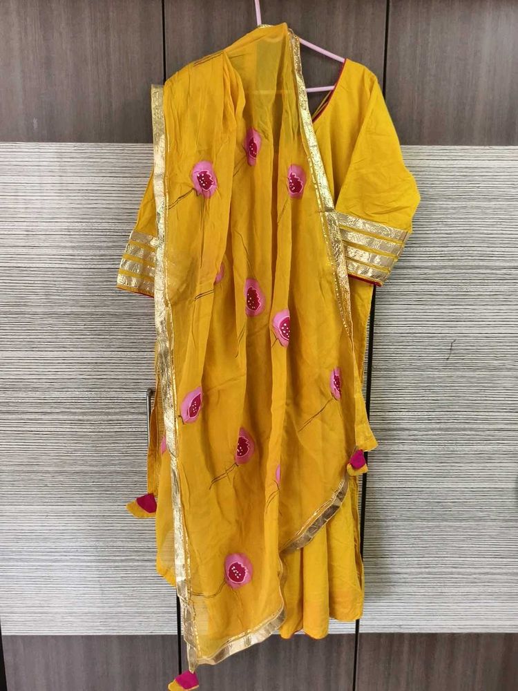 Yellow Kurta Set with Dupatta 4XL