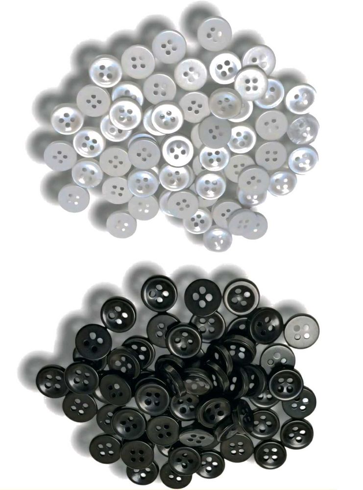 100 Pc Pack-White-Black-High Quality Shirt Buttons