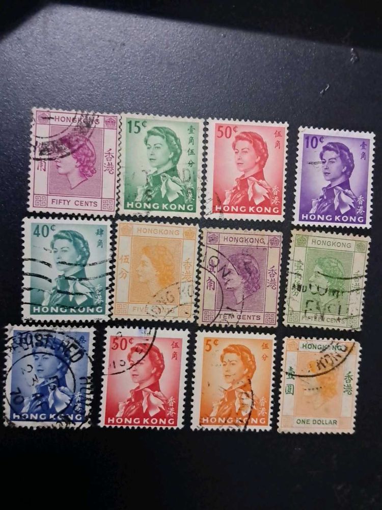 12 HONG KONG QEII STAMPS