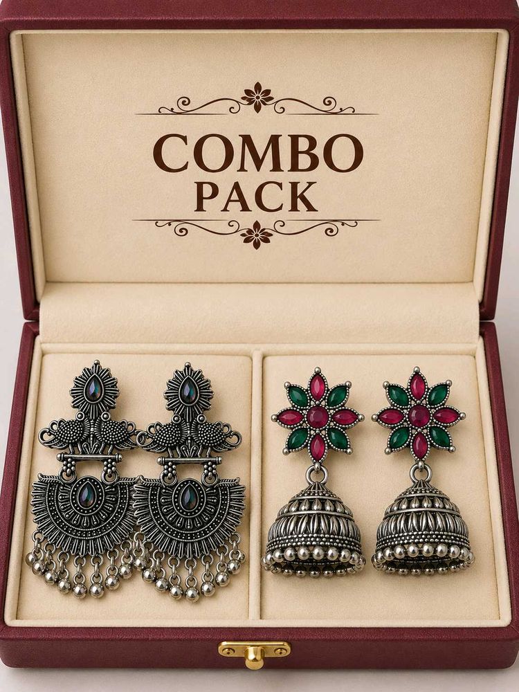 Oxidized Silver Earrings Combo Pack