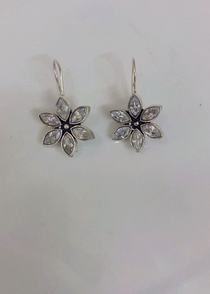 Flower Earrings with Clear Stones