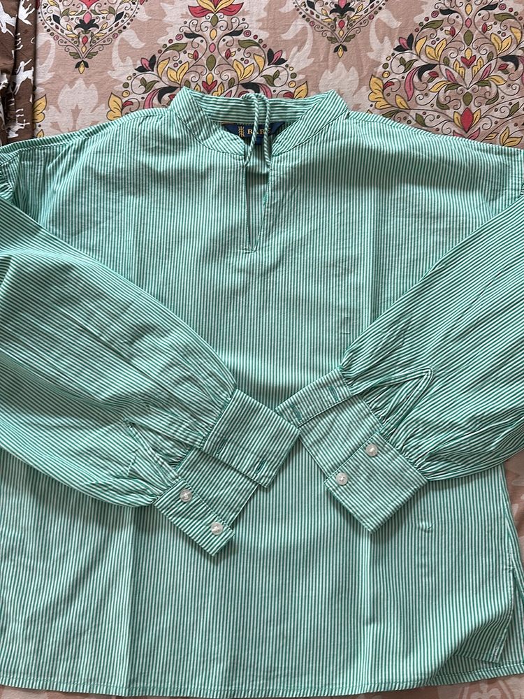 Green And White Stripes Top