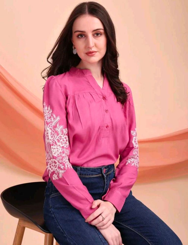 Elegant Pink Embroidered  Top