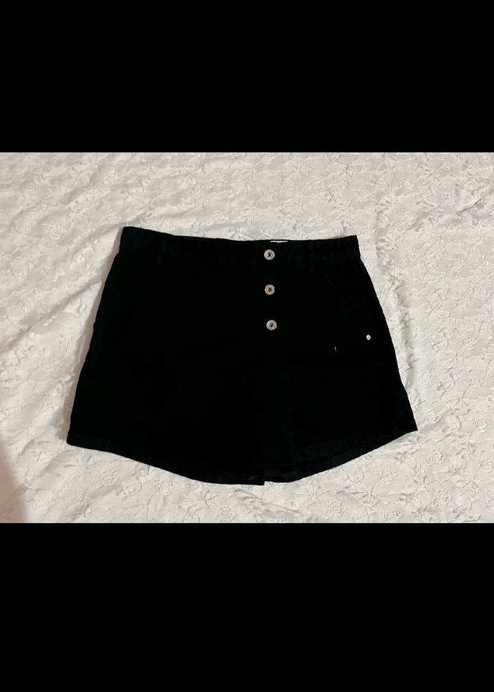 Black Button-Front Skirt