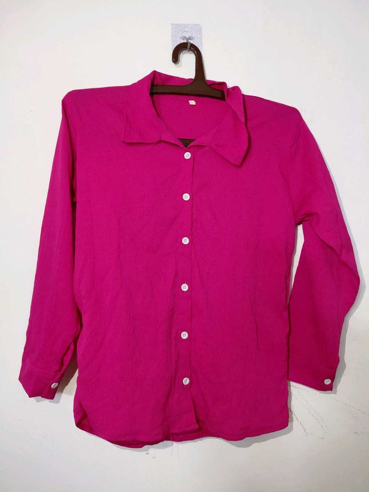 Vibrant Pink Button-Up Shirt