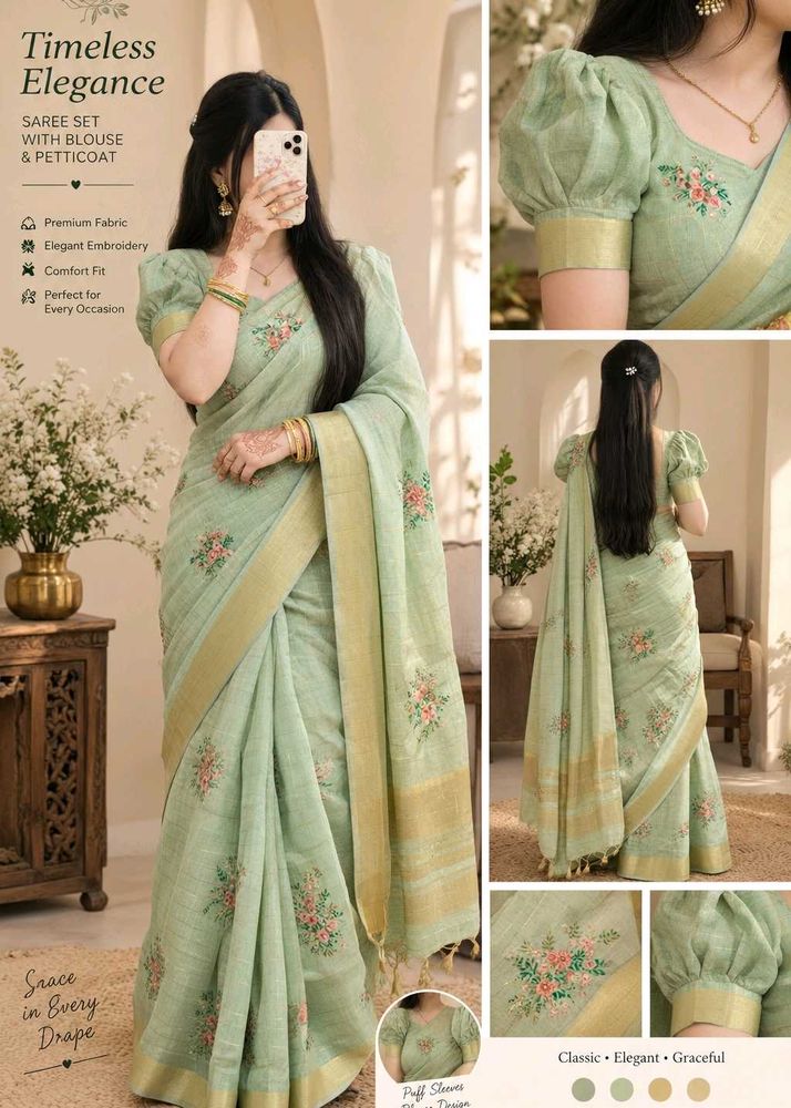 Elegant Embroidered Saree Set