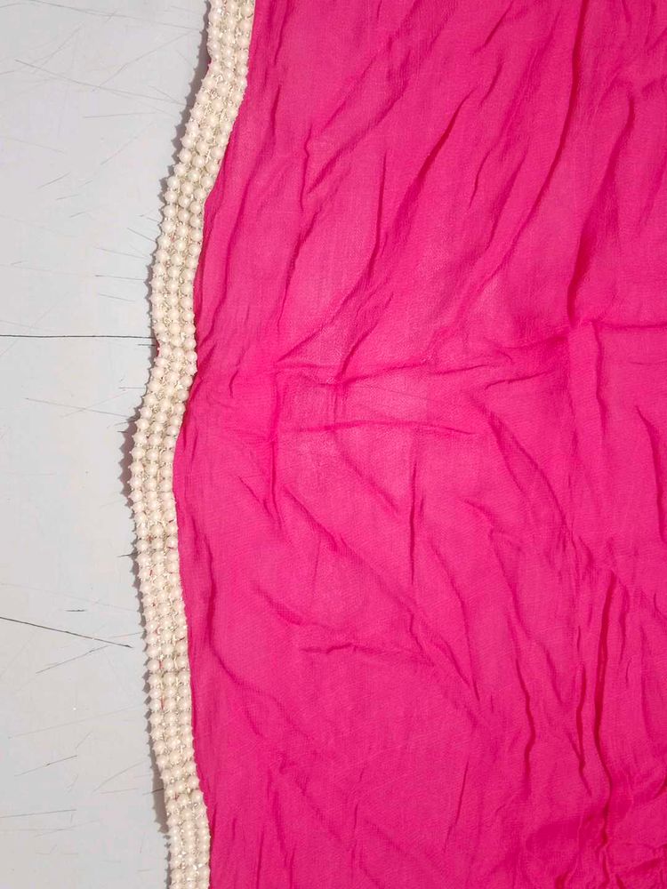 Pink Dupatta with Lace
