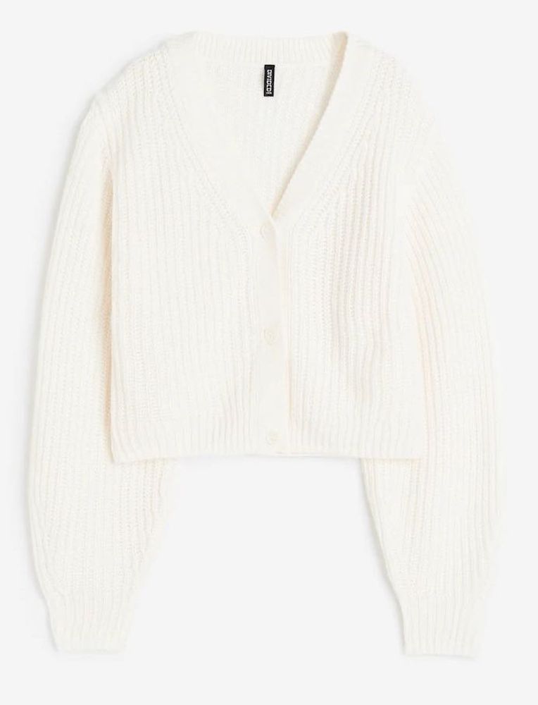 H&amp;M - Cream Knit Cropped Cardigan
