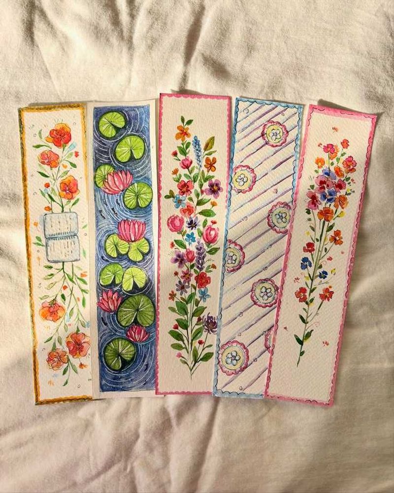 Handmade Floral Bookmarks (Set of 5)