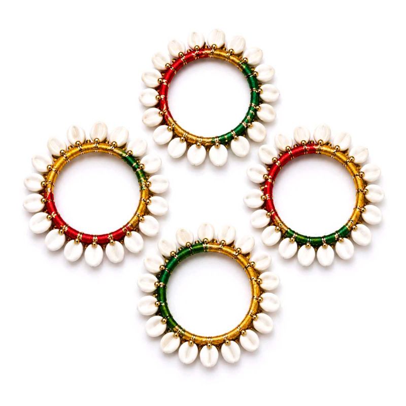 Set of 4 Colorful Bangles with White Embellishment