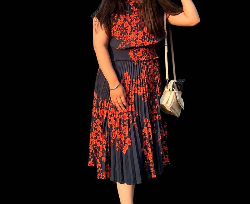 Floral Pleated Midi Dress